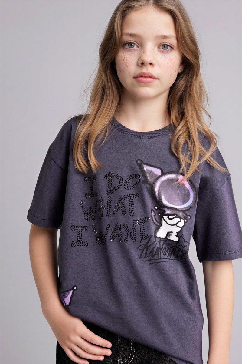 ديفاكتو تيشيرت بناتي نص كم اوفر سايز من كرومي - Image 4